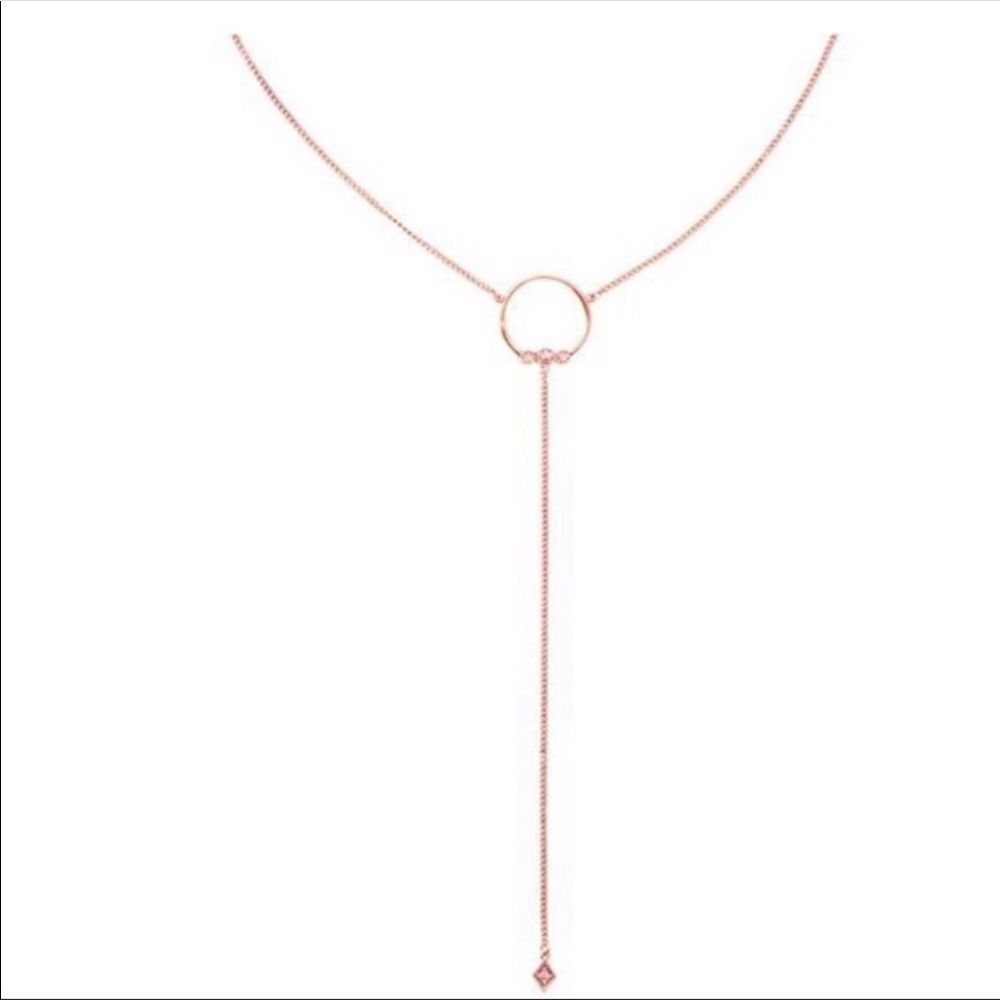 Luv AJ Rose Gold Lariat Necklace